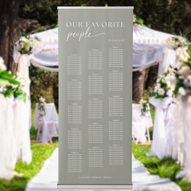 Modern Our Favorite People Wedding Seating Chart Retractable Banner (Creator Uploaded)