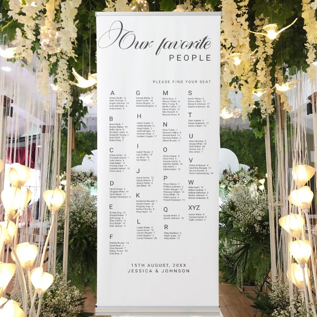 Modern Our Favorite People Wedding Seating Chart Retractable Banner (Creator Uploaded)
