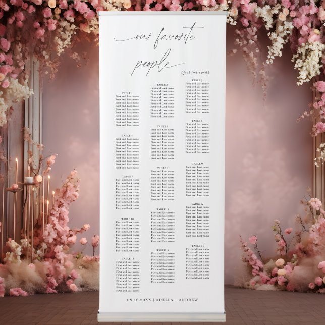 Modern Our Favorite People Wedding Seating Chart Retractable Banner (Creator Uploaded)