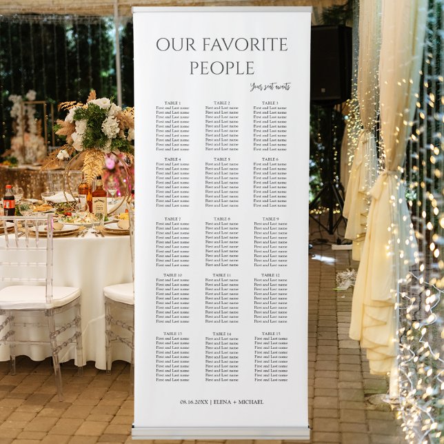 Modern Our Favorite People Wedding Seating Chart Retractable Banner (Creator Uploaded)