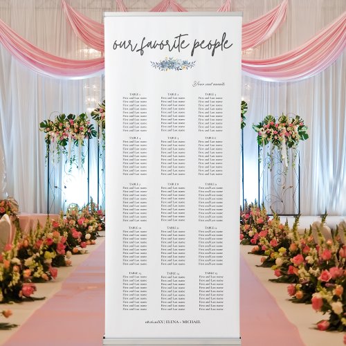 Modern Our Favorite People Wedding Seating Chart Retractable Banner