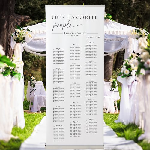 Modern Our Favorite People Wedding Seating Chart Retractable Banner