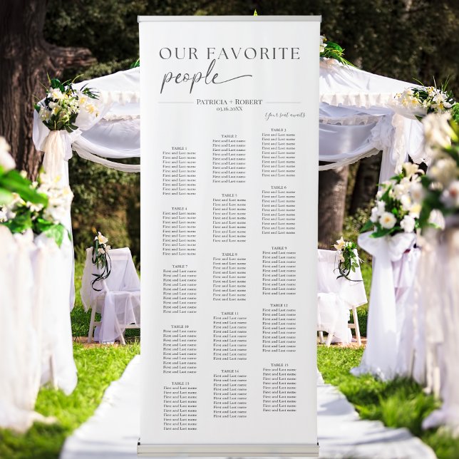 Modern Our Favorite People Wedding Seating Chart Retractable Banner (Creator Uploaded)