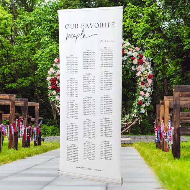 Modern Our Favorite People Wedding Seating Chart Retractable Banner (Creator Uploaded)