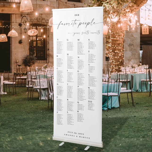Modern Our Favorite People Wedding Seating Chart Retractable Banner (Creator Uploaded)