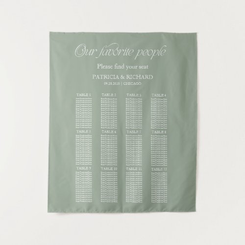 Modern "Our Favorite People" Wedding Seating Chart Tapestry
