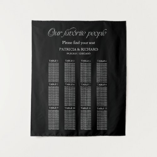Modern "Our Favorite People" Wedding Seating Chart Tapestry