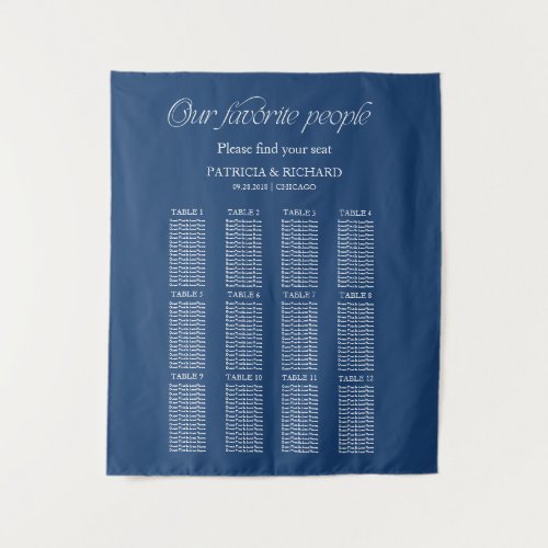 Modern "Our Favorite People" Wedding Seating Chart Tapestry
