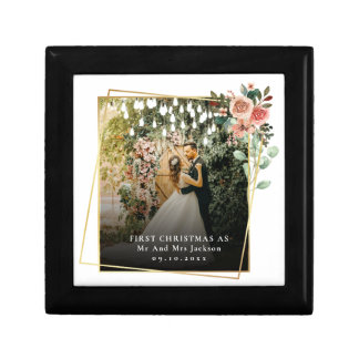 Modern Our First Christmas As Mr & Mrs Floral Gift Box