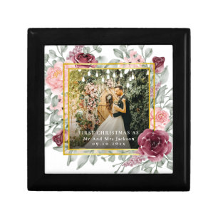 Modern Our First Christmas As Mr & Mrs Floral  Gift Box