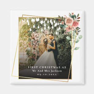 Modern Our First Christmas As Mr & Mrs Floral Magnet