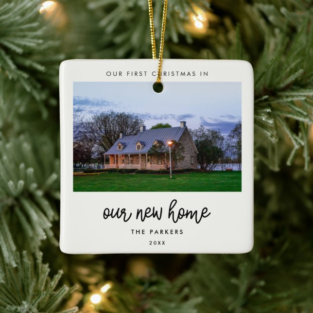 Modern Our First Christmas in our new home Ceramic Ornament (Tree)