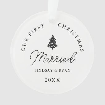 Modern Our First Christmas Married Photo Ornament Zazzle