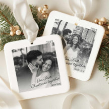 Modern Our First Christmas Together Photo Ornament