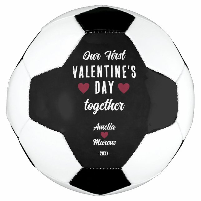 Modern Our First Valentine's Day Together   Soccer Ball (Front)