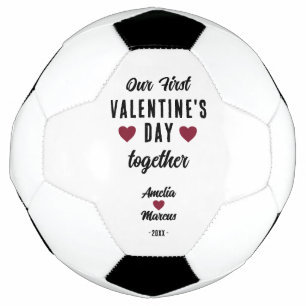 Modern Our First Valentine's Day Together Soccer Ball