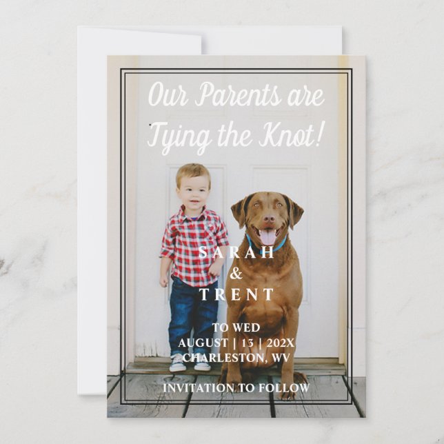 Modern Our Parents Kids Pet Photo Save the Date (Front)