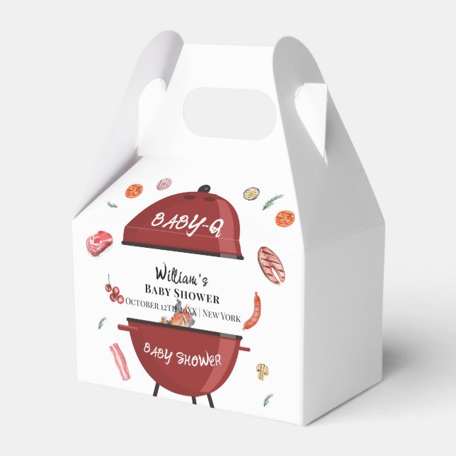 Modern Outdoor Backyard BBQ Baby Shower  Favor Boxes (Front Side)