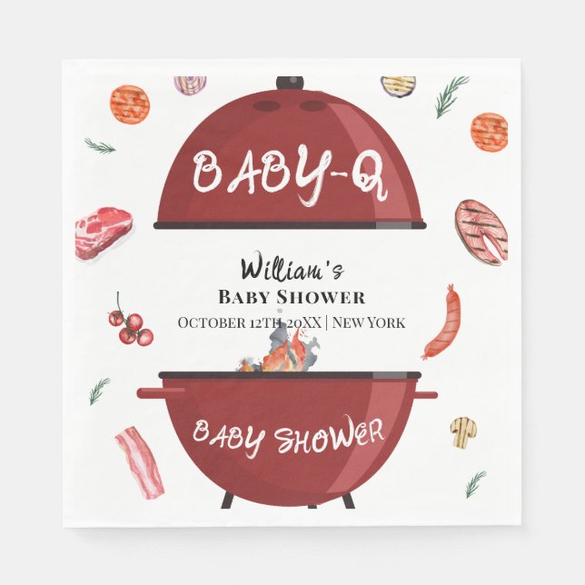Modern Outdoor Backyard BBQ Baby Shower  Napkins (Front)