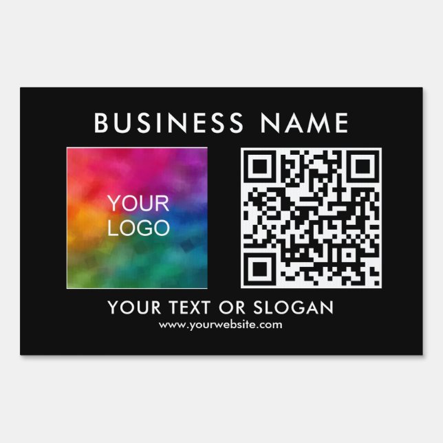 Modern Outdoor Custom Business Logo QR Code Yard Sign (Front)