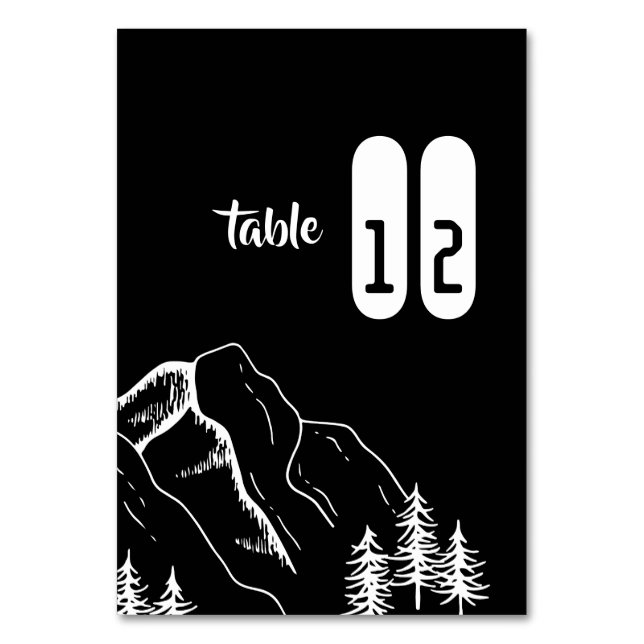 Modern Outdoor Mountain Pine Tree Table Number (Front)