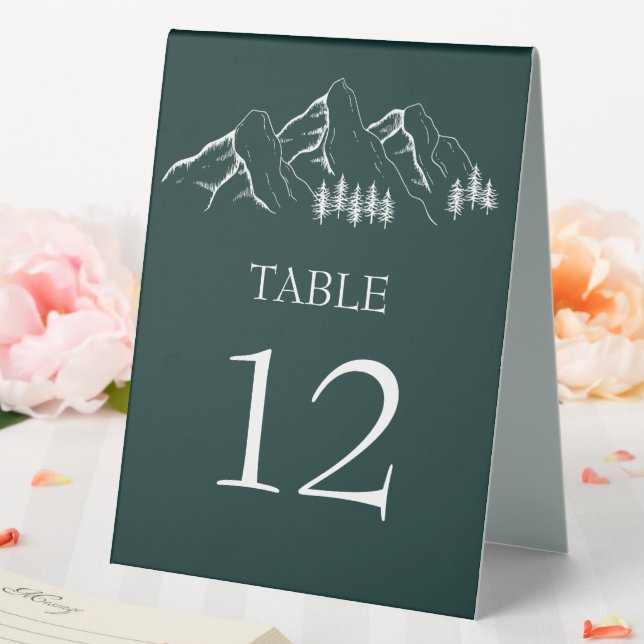 Modern Outdoor Mountain Pine Tree Table Number Table Tent (In SItu (Wedding))