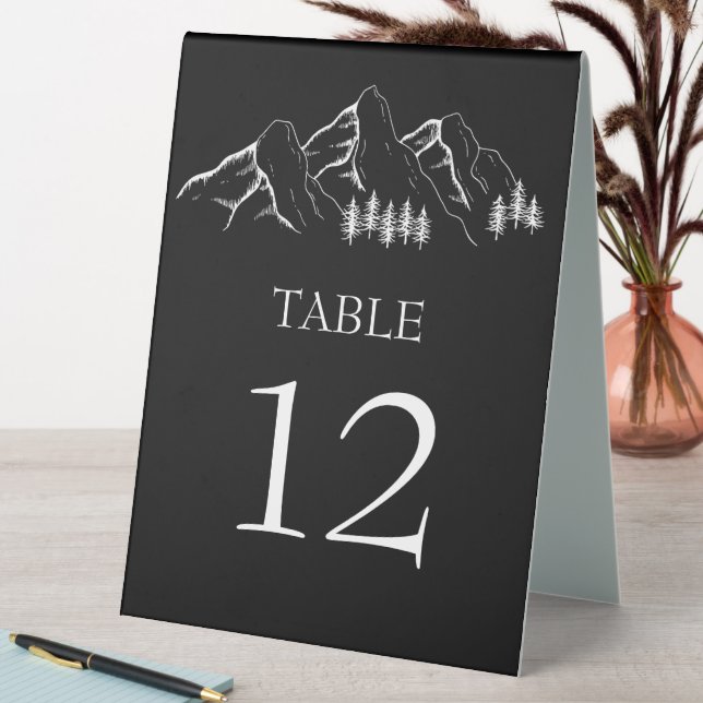 Modern Outdoor Mountain Pine Tree Table Number Tent (In SItu (Table))