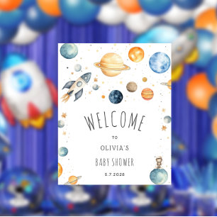 Modern Outer Space Baby Shower Welcome Poster