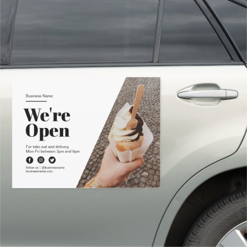 Modern Outside Take Out Delivery Business Open Car Magnet