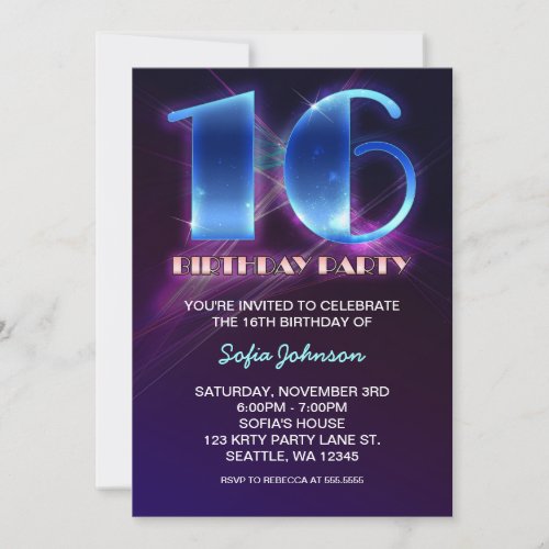 modern outstanding 16 birthday invitations