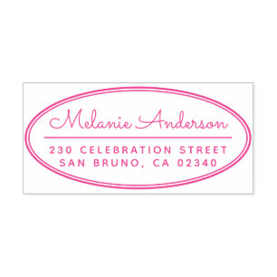 Modern Oval Frame Cute Script Name Return Address Self-inking Stamp