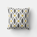 Modern Oval Links Pattern In Mustard And Grey Throw Pillow at Zazzle