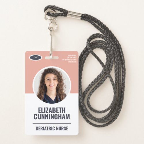 Modern Oval Logo  Employee Photo Name Barcode Badge