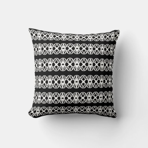 Modern oval pattern in black  white throw pillow