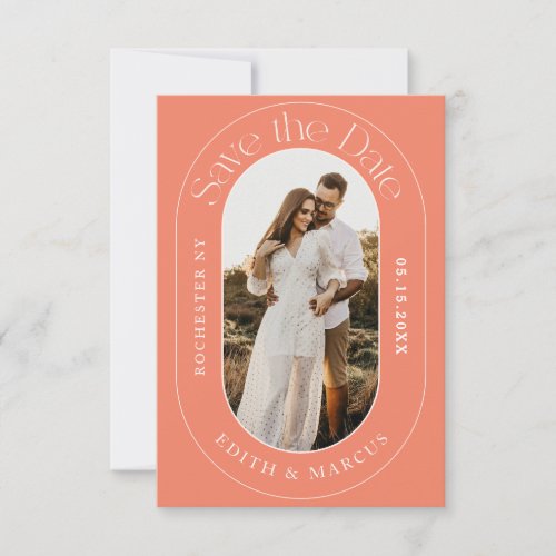 Modern Oval Photo Save the Date