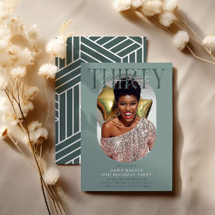 Modern Oval Photo & Signature 30th Birthday Invitation