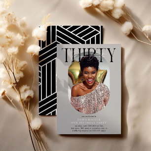 Modern Oval Photo & Signature 30th Birthday Invitation