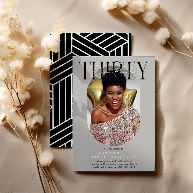 Modern Oval Photo & Signature 30th Birthday Invitation (Creator Uploaded)