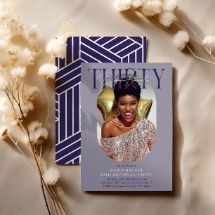 Modern Oval Photo & Signature 30th Birthday Invitation