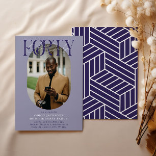 Modern Oval Photo & Signature 40th Birthday Invitation