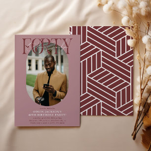 Modern Oval Photo & Signature 40th Birthday Invitation