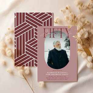 Modern Oval Photo & Signature 50th Birthday Invitation