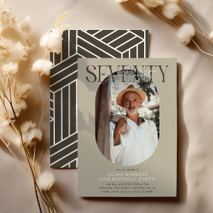 Modern Oval Photo & Signature 70th Birthday Invitation