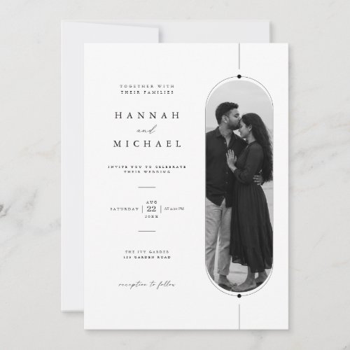 Modern Oval Photo Wedding Invitation Template .