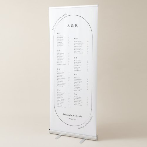 Modern Oval Wedding Seating Chart Retractable Banner