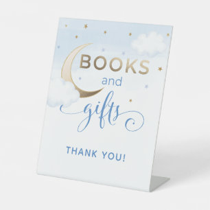 Modern Over the Moon Books and Gifts Pedestal Sign