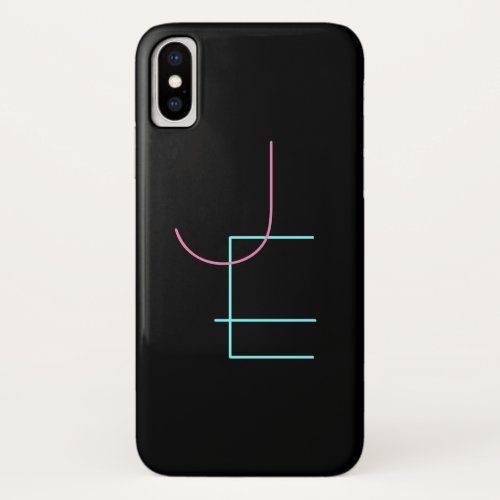Modern Overlapping Initials  Pink Turquoise Black iPhone XS Case
