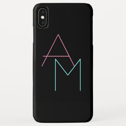 Modern Overlapping Initials  Pink Turquoise Black iPhone XS Max Case