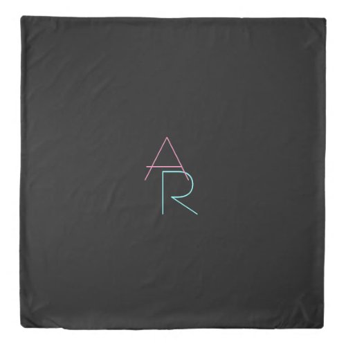 Modern Overlapping Initials  Pink Turquoise Black Duvet Cover