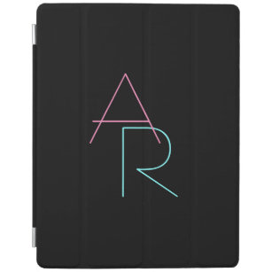 Modern Overlapping Initials   Pink Turquoise Black iPad Smart Cover